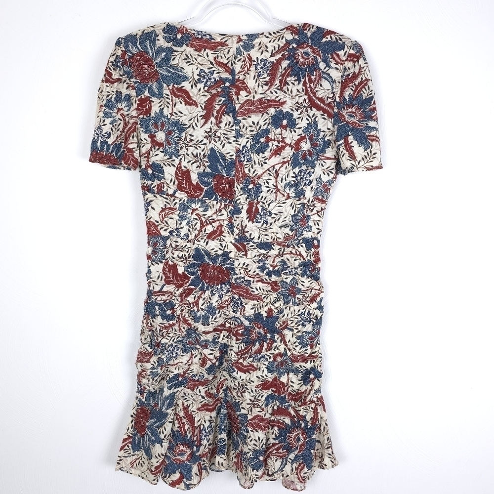 Walter Baker Josie Ruched Floral Dress V Neck Short Sleeve Size 2 - Picture 3 of 13